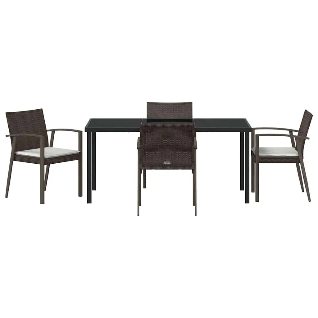 Outdoor Dining Set 5 Piece Seating PE Rattan Steel Frame Brown Black