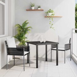 Stylish 3 Piece Patio Dining Set with Rattan Chairs