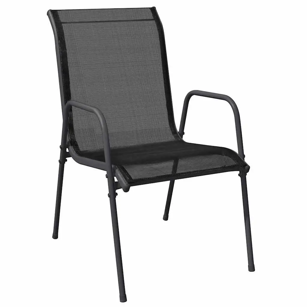 Outdoor Dining Set 5 Piece Textilene Seats Rectangular Table Black Steel Frame