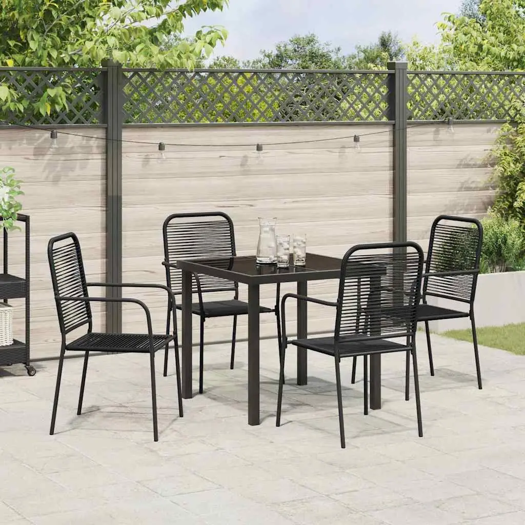 Outdoor Dining Set 5 Pieces Rectangular Black Powder-Coated Steel Frame Patio Furniture