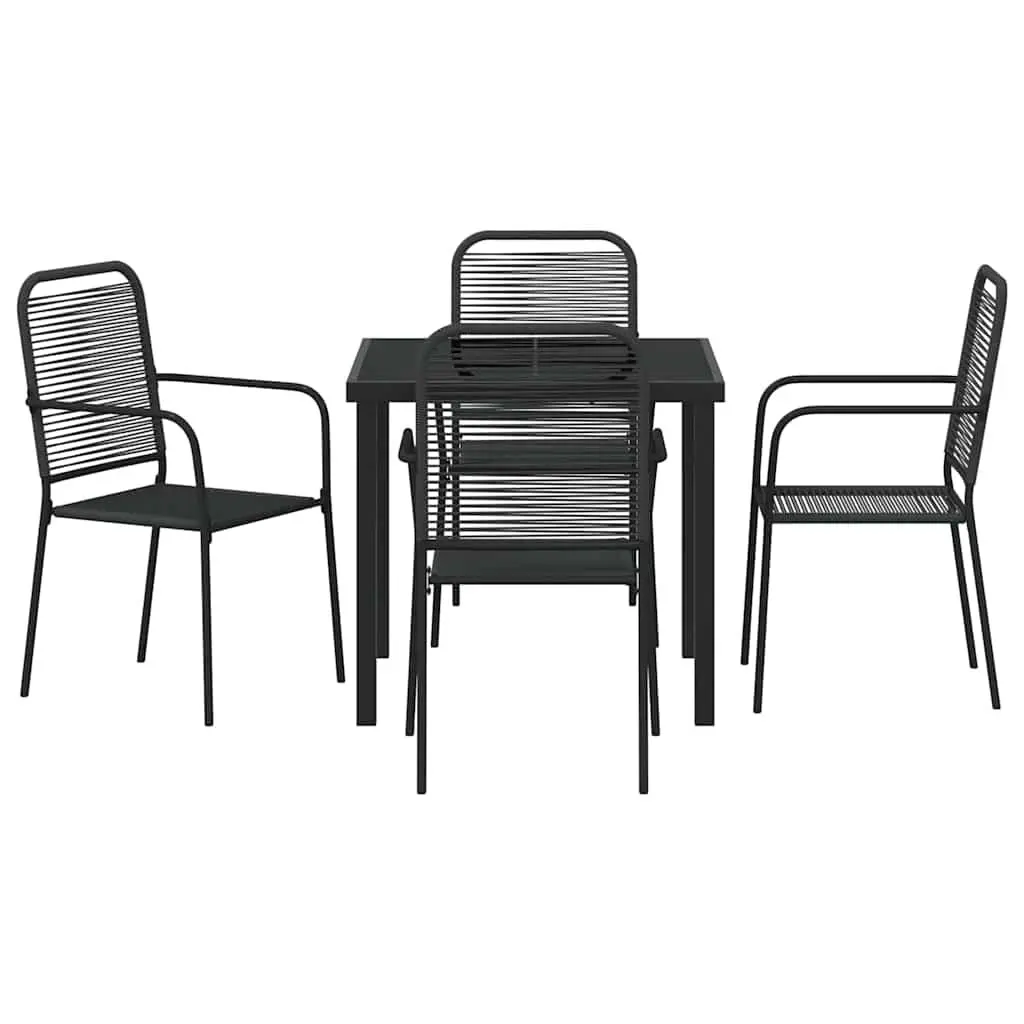 Outdoor Dining Set 5 Pieces Rectangular Black Powder-Coated Steel Frame Patio Furniture