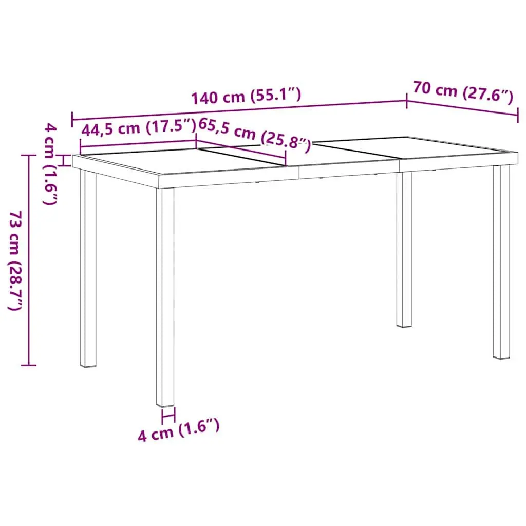 Garden Dining Set 5 Piece Black Steel Outdoor Furniture Rectangular Table and Chairs