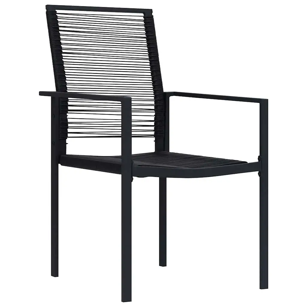 Garden Dining Set 5 Piece Black Steel Outdoor Furniture Rectangular Table and Chairs