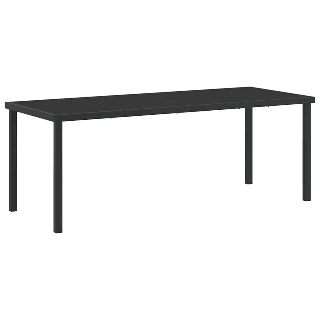 Garden Dining Set 7 Piece Contemporary Outdoor Furniture Black Steel Frame Rectangular Table Chairs