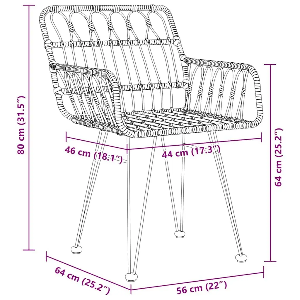 Outdoor Garden Dining Set 5 Piece Rectangular Black Steel Frame with Poly Rattan Seating