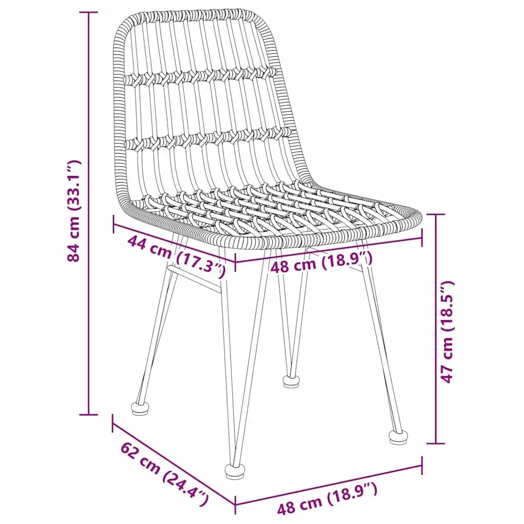 Garden Dining Set 3 Piece Brown Outdoor Furniture Rectangular Table Chairs Weather Resistant Steel Frame