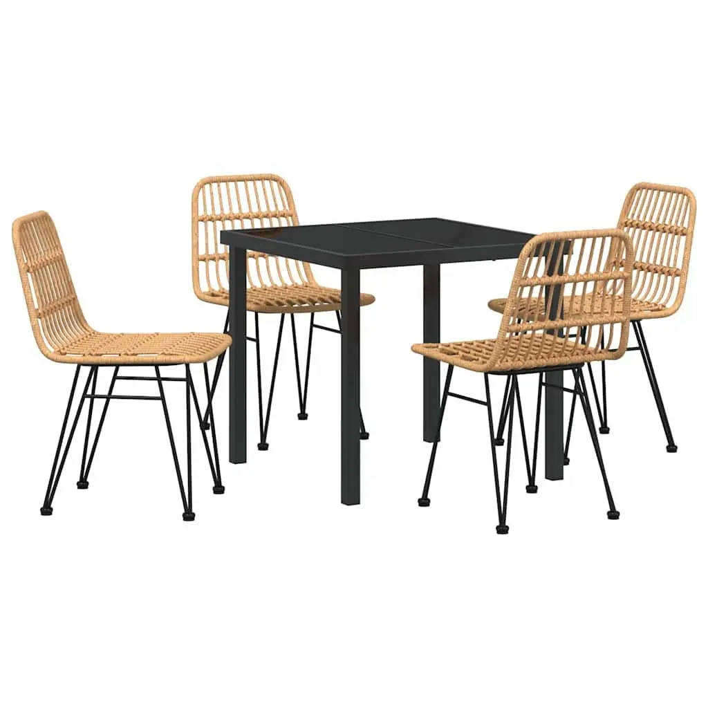 Garden Dining Set 5 Piece Brown Rectangular Table and Chairs Outdoor Furniture