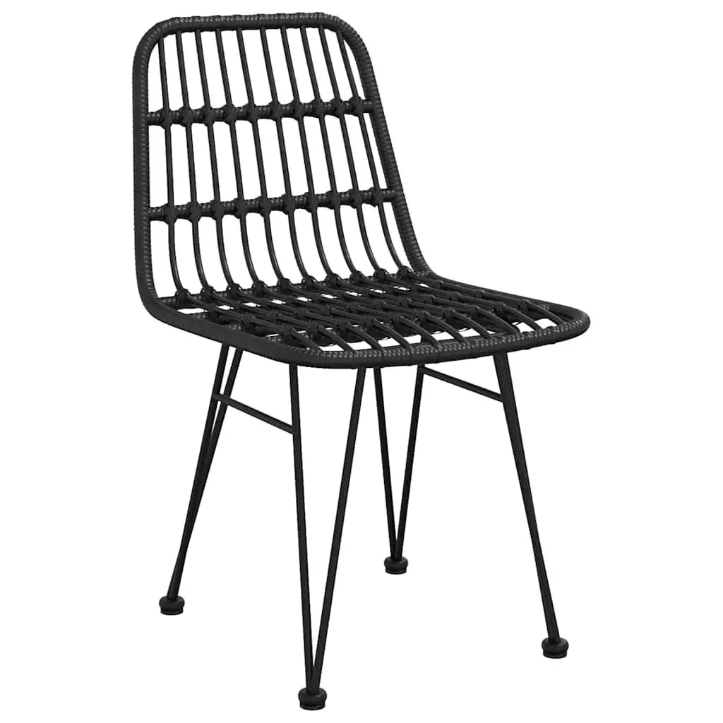Garden Dining Set 7 Piece Black Outdoor Furniture Steel Frame Patio Seating