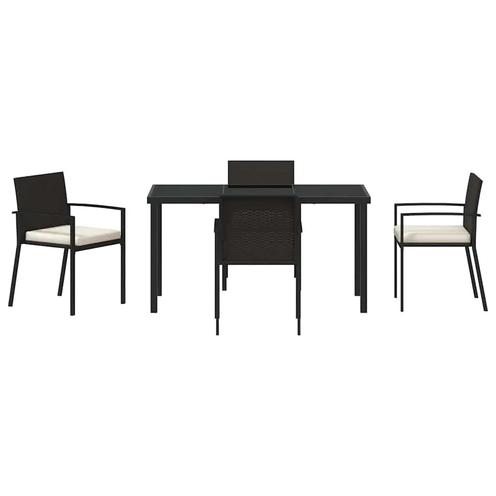 Garden Dining Set 5 Piece Black Steel Outdoor Furniture Table Chairs Patio