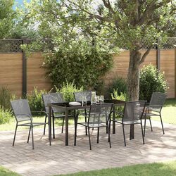 Outdoor Dining Set 7 Piece Steel Table and Chair Set in Anthracite
