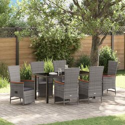 Stylish Garden Dining Set: 7 Pieces with Cushions in Grey
