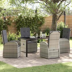 Outdoor Grey Dining Set - 5 Piece Poly Rattan Furniture