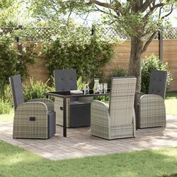 Stylish 5-Piece Garden Dining Set with Rattan Chairs