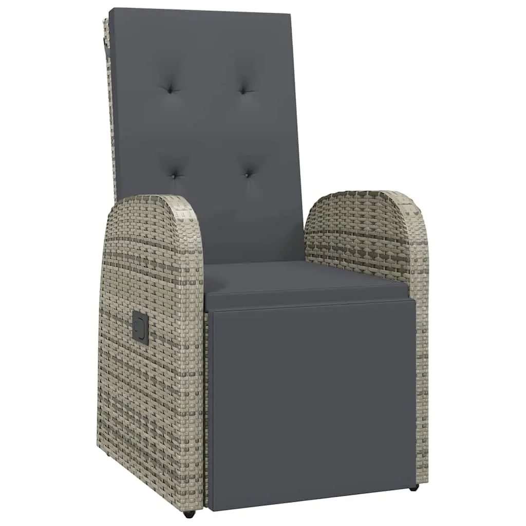 Garden Dining Set 5 Pieces Grey Poly Rattan Chairs Table Adjustable Backrest