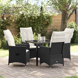 5-Piece Garden Dining Set in Black for Stylish Outdoors