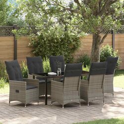7-Piece Grey Poly Rattan Dining Set for Outdoor Spaces
