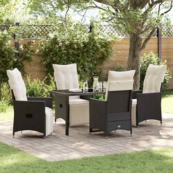 Elegant Black Poly Rattan 5 Piece Garden Dining Set
