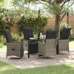 Stylish Grey Poly Rattan Outdoor Dining Set for Gatherings