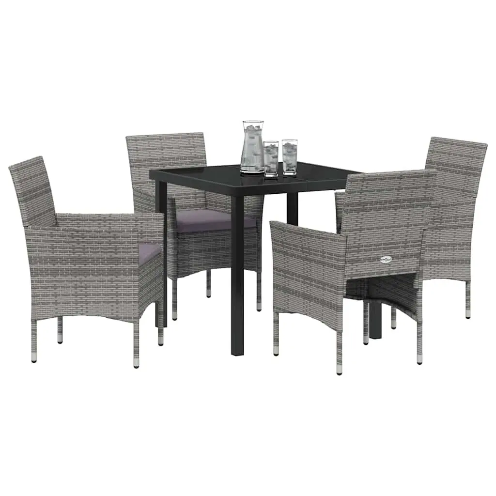 Garden Dining Set 5 Piece Outdoor Patio Furniture with Cushion Grey