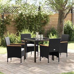 Garden Dining Set 5 Pieces Outdoor Furniture Patio Seating Table Chair Black