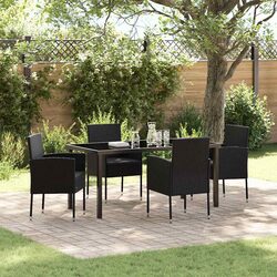 Outdoor Dining Set 5 Piece Garden Furniture Table Chairs Black Poly Rattan