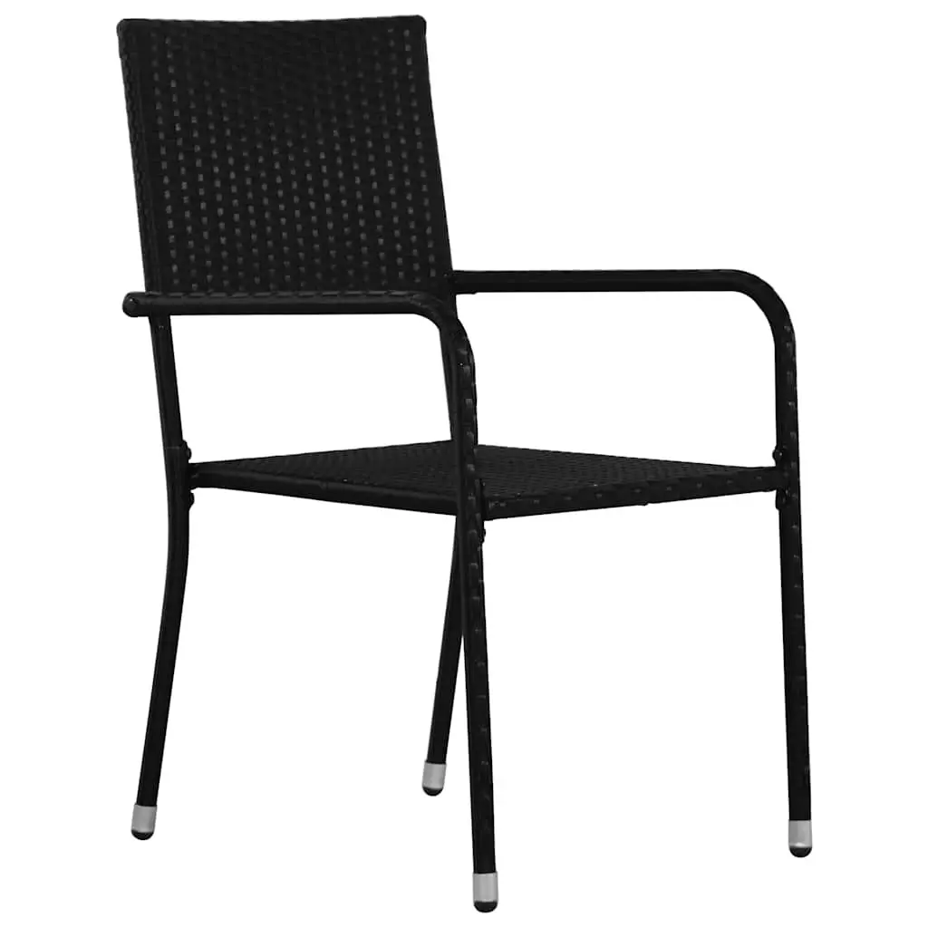 Outdoor Dining Set 5 Piece Lightweight UV Resistant Black Poly Rattan Furniture with Cushions and Tempered Glass Top