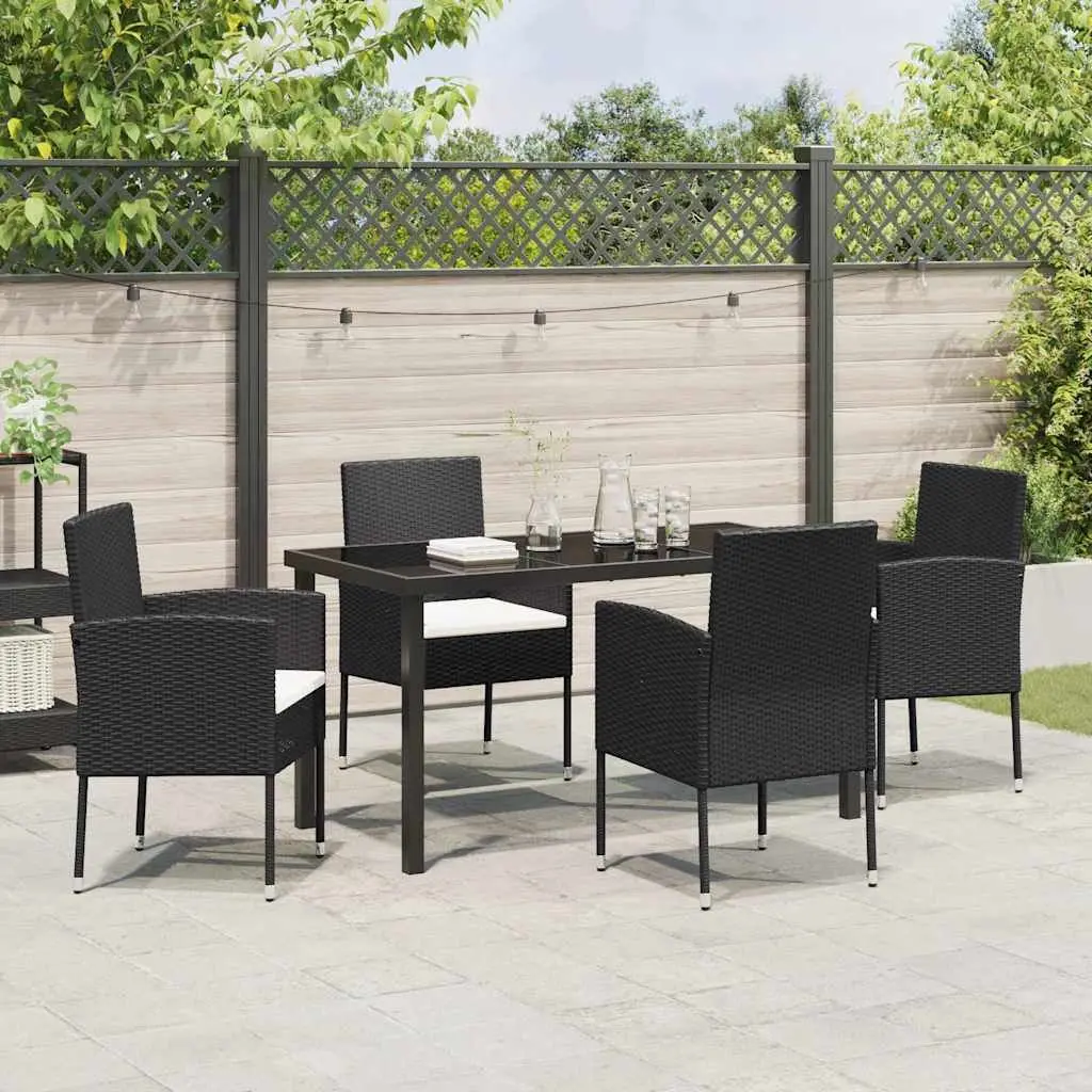 Garden Dining Set 5 Piece Outdoor Furniture Poly Rattan Glass Top Patio Seating