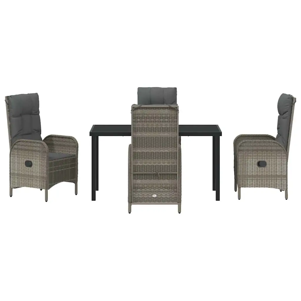 Garden Dining Set 5 Piece Grey Poly Rattan Cushion Outdoor Furniture