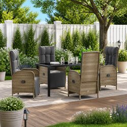 Stylish Grey Poly Rattan Dining Set for Your Patio