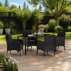 Enhance Your Patio with This 5 Piece Black Dining Set with Cushions