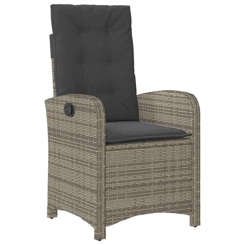 Garden Dining Set 5 Piece Grey Poly Rattan with Cushions Adjustable Backrest