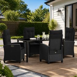 Stylish Black Poly Rattan Dining Set for Outdoor Spaces