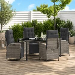 Garden Dining Set 5-Piece Grey Furniture with Cushions for Outdoor Relaxation