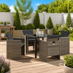 Grey Outdoor Dining Set: 5-Piece Stylish Furniture