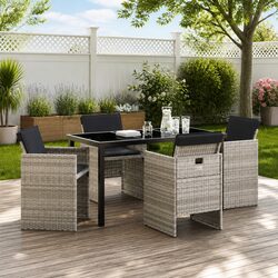 Elegant Light Grey Outdoor Dining Set for Memorable Gatherings