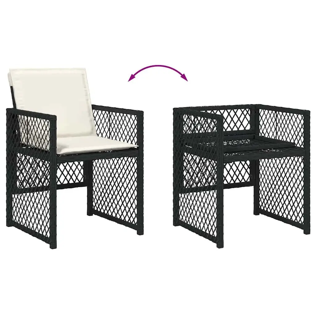 Outdoor Dining Set 5-Piece Black Poly Rattan Furniture Tempered Glass Table and Chairs