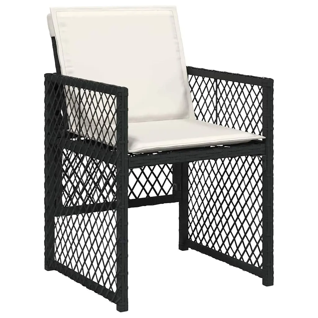 Garden Dining Set 5 Pieces Black Outdoor Furniture Tempered Glass Top Poly Rattan Seats