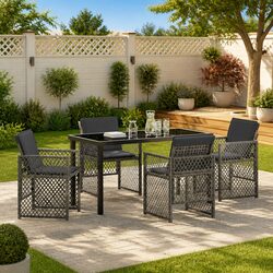 Enhance Your Outdoor Space with 5-Piece Grey Dining Set