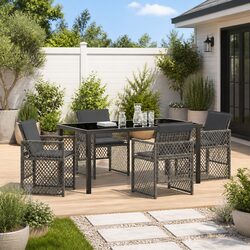 Garden Dining Set 5 Piece Grey Outdoor Furniture Patio Table Chairs