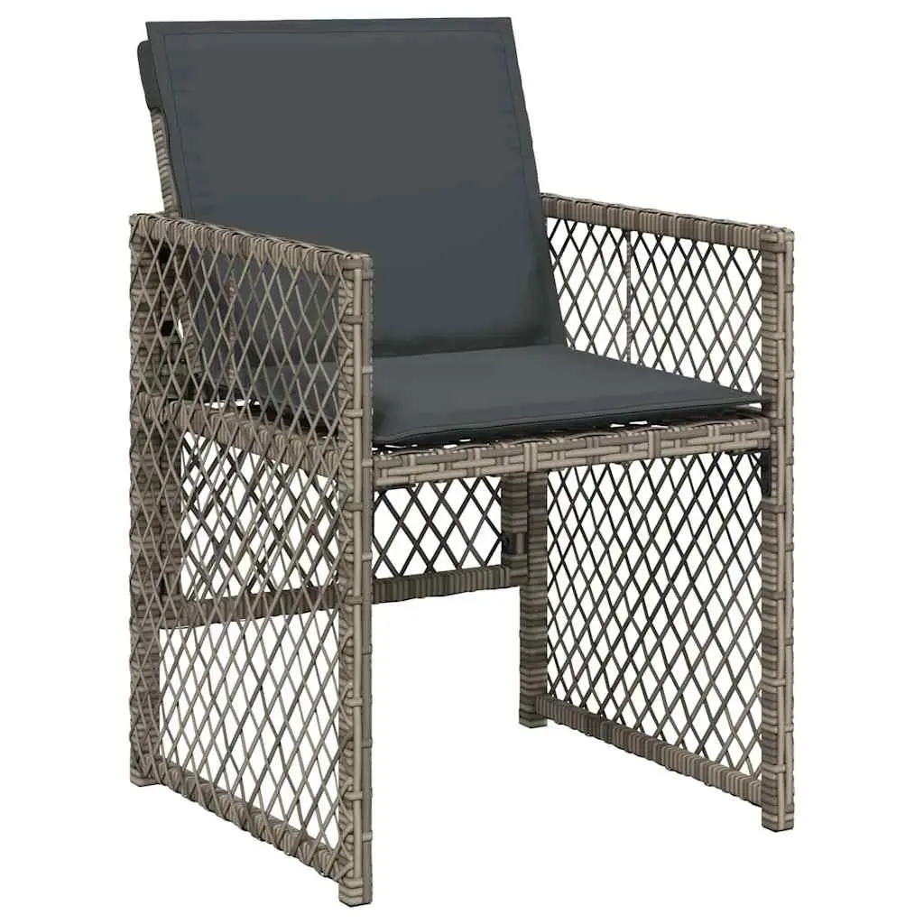 Garden Dining Set 5 Piece Grey Outdoor Furniture Tempered Glass Table Steel Frame Poly Rattan Seating