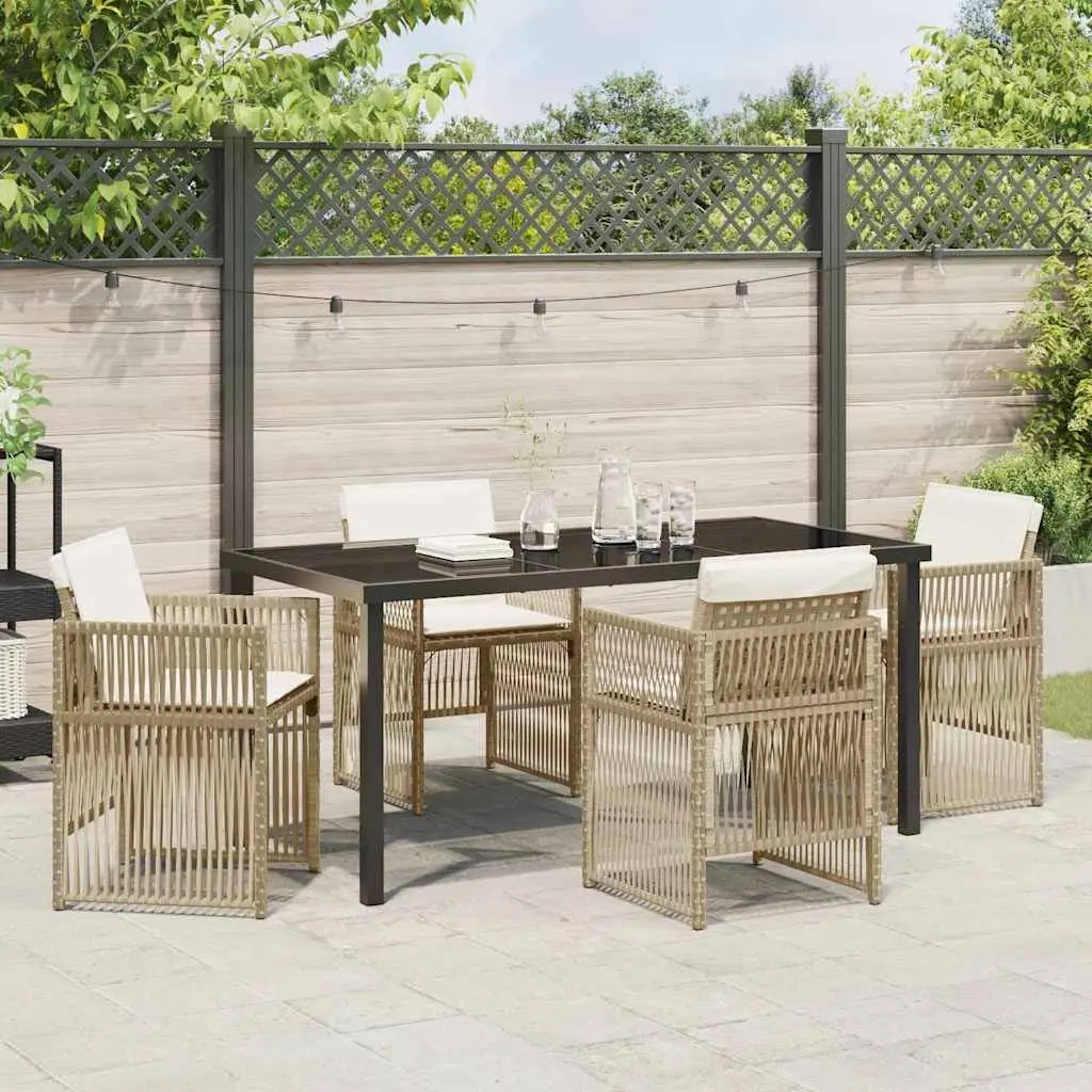 Outdoor Garden Dining Set 5 Pieces Steel Frame with Cushions