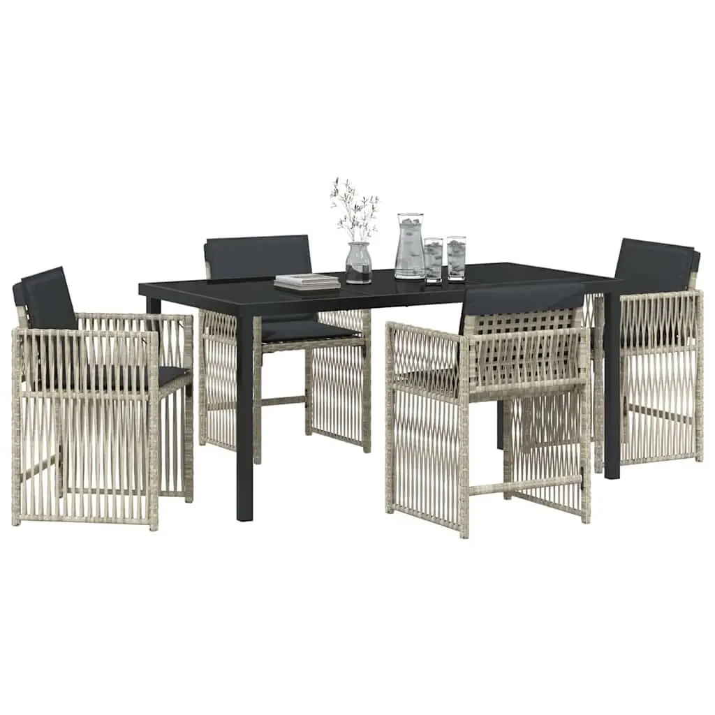 Garden Dining Set 5 Piece Light Grey Powder-coated Steel Frame with Foam-filled Cushions