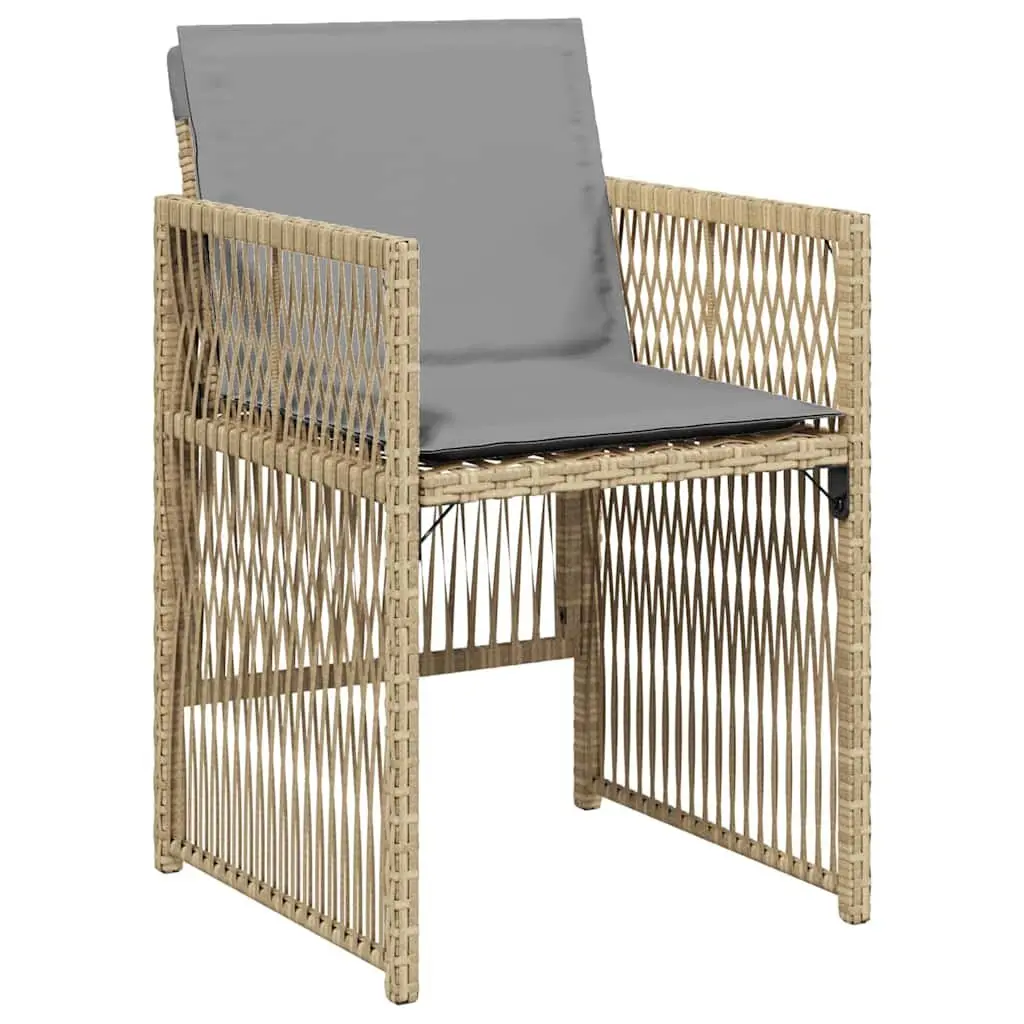 5 Piece Outdoor Dining Set Beige with Cushions Ergonomic Steel Frame Furniture