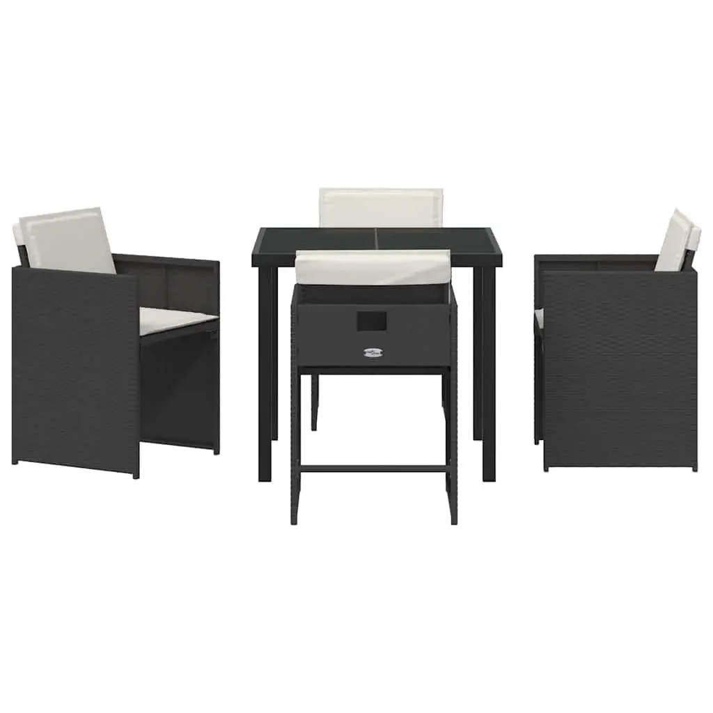 Outdoor Dining Set 5 Pieces Black Poly Rattan Garden Furniture Patio Table