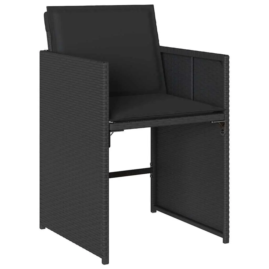 5 Piece Outdoor Dining Set Garden Furniture Black Poly Rattan Table Chair Set