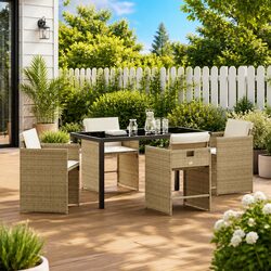 Stylish 5-Piece Beige Garden Dining Set for Your Patio
