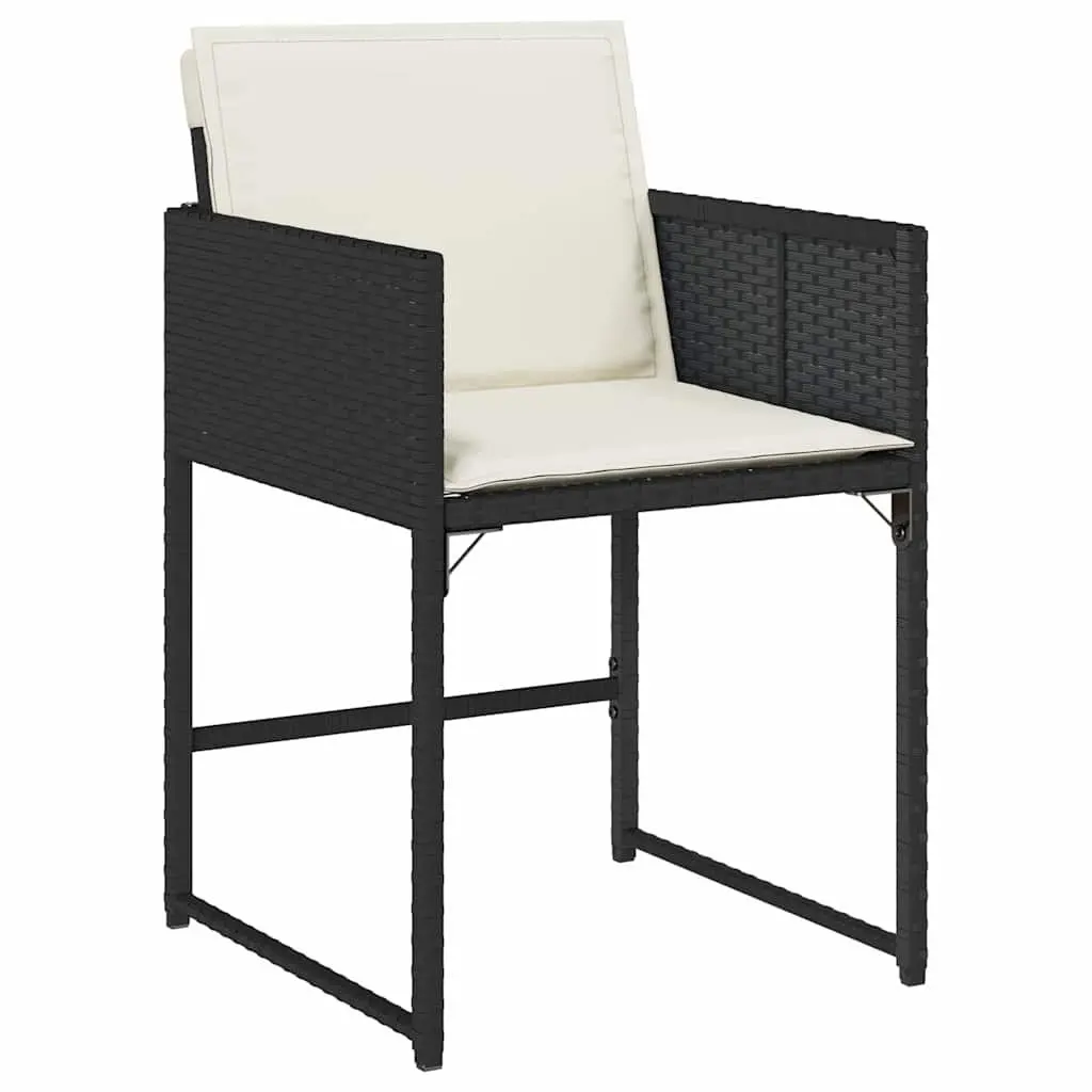 Garden Dining Set 5 Pieces Black Poly Rattan Outdoor Furniture Patio Table