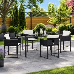 Stylish 5-Piece Black Outdoor Dining Set with Cushions