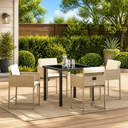 Beige 5-Piece Outdoor Dining Set for Social Gatherings