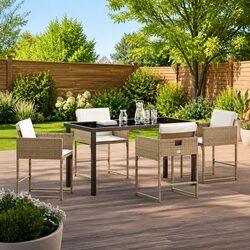 Modern 5-Piece Beige Garden Dining Set for Outdoor Spaces